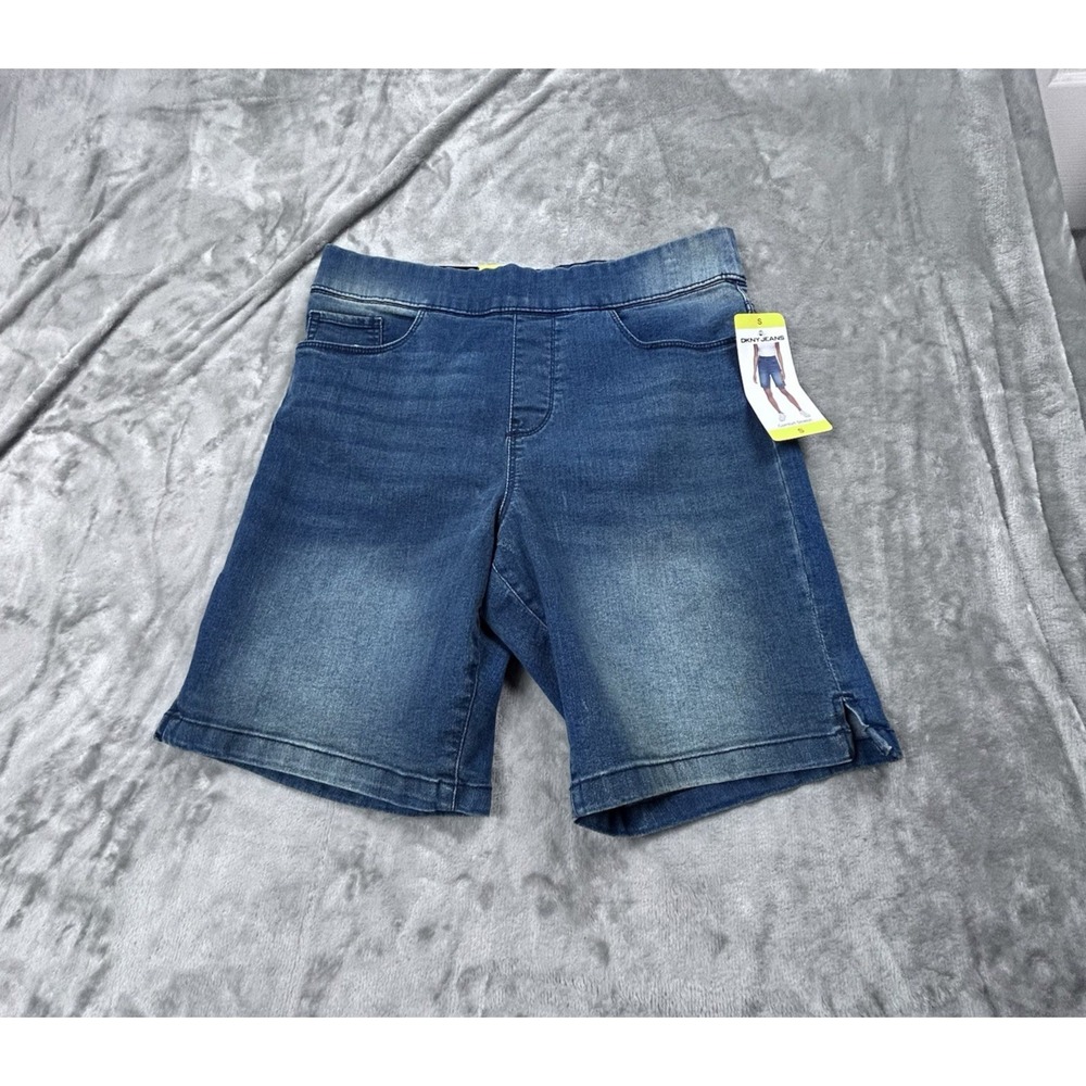DKNY Jeans Women's Pull On Denim Bermuda Shorts Medium Wash Stretch Size S